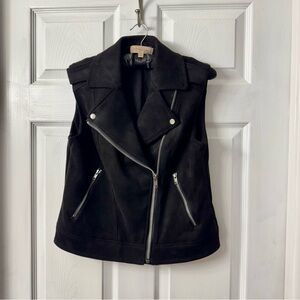 Philosophy Faux Suede/Leather Black Sleeveless Biker Jacket